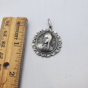 Sterling Silver Our Lady of Guadalupe Pendant Mexico 925